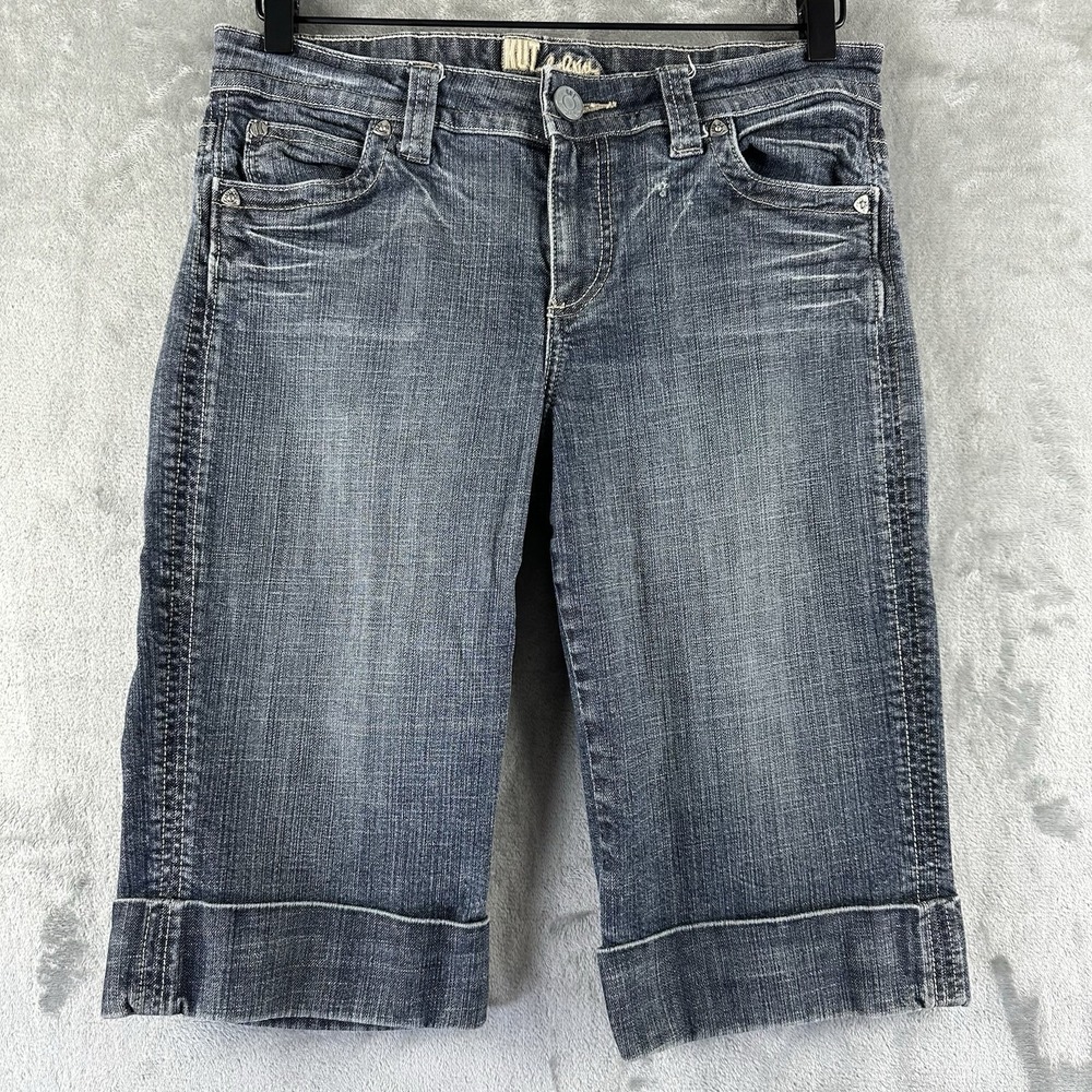 Kut From The Kloth Jeans Women's 6 Blue Denim Capris Pants Cropped Cuffed